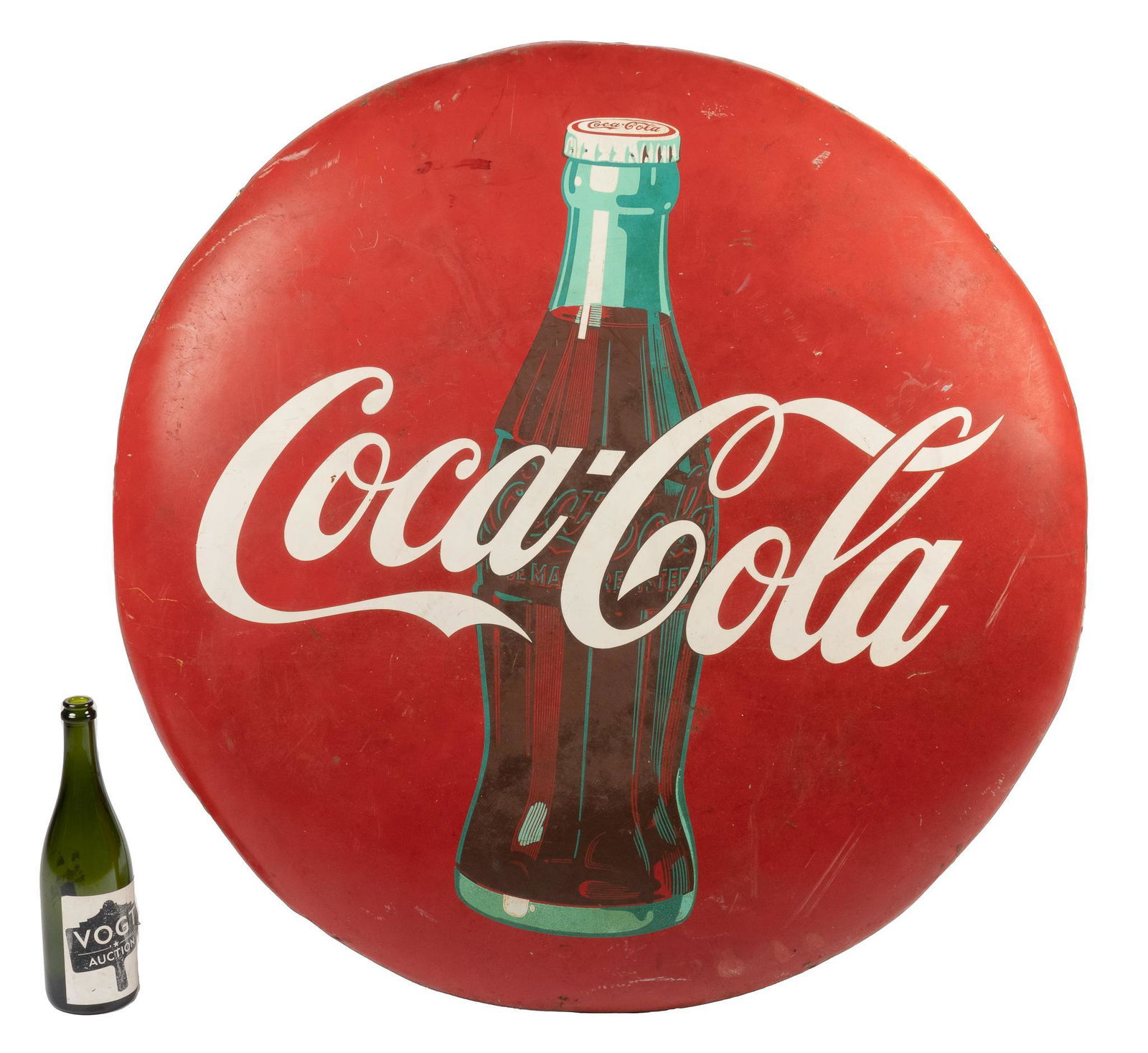 1960s Large Coca Cola Button Tin Sign (1 of 2)