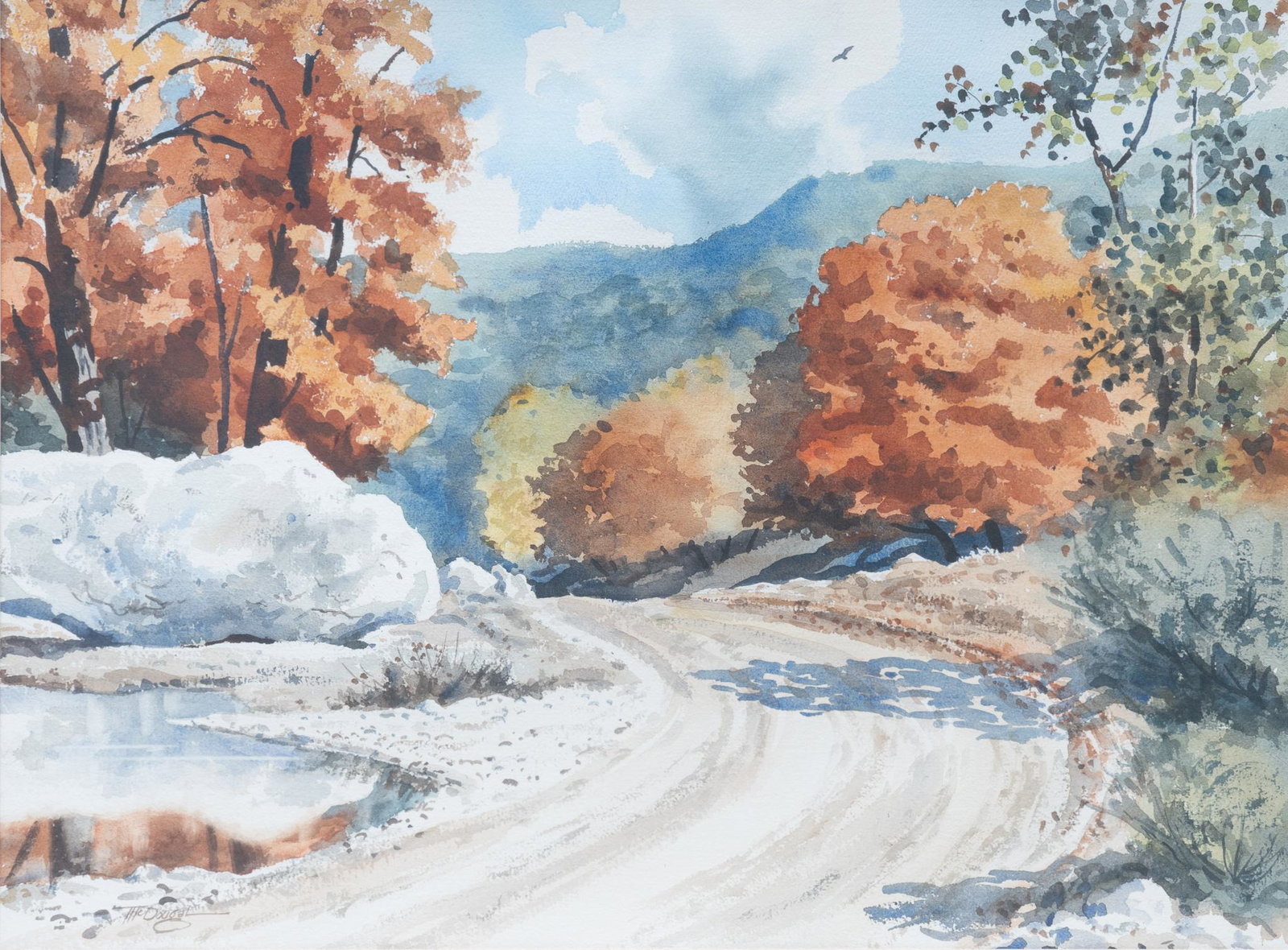 Ivan McDougal, "Lost Maples": Ivan McDougal (Lometa, Texas, b. 1927), "Lost Maples", watercolor sight: 21 x 28 in., frame: 34.5 x 41.5 in. Provenance: A Seattle, Washington collection A longtime Texas painter, Ivan M