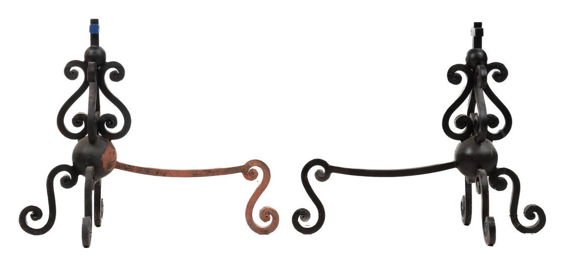 Pair Of Iron Fireplace Andirons