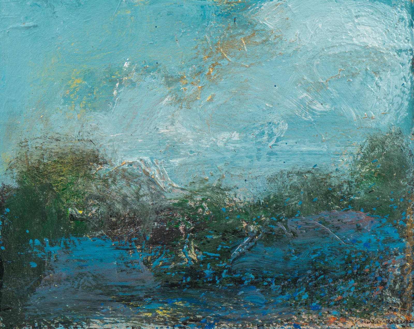 Franco Mondini-Ruiz, "Texas con Texture", 2022: Franco Mondini-Ruiz, "Texas con Texture", 2022, oil on board sight: 16 x 20 in., frame: 20.5 x 24.5 in. Provenance: A San Antonio, Texas collection We happily provide seamless shipping s