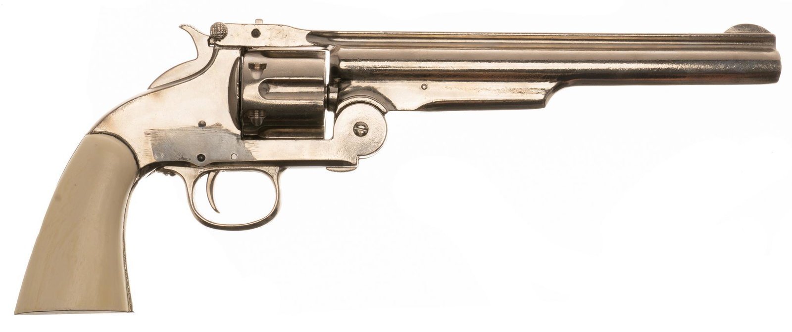 Sam Elliott Prop Revolver from Tombstone: 1800s style non-firing stunt Scofield Revolver from Ellis Prop Company used by Sam Elliott in the 1993 movie Tombstone, included certificate of authenticity from Ellis Prop Company. Barrel Length: 20"
