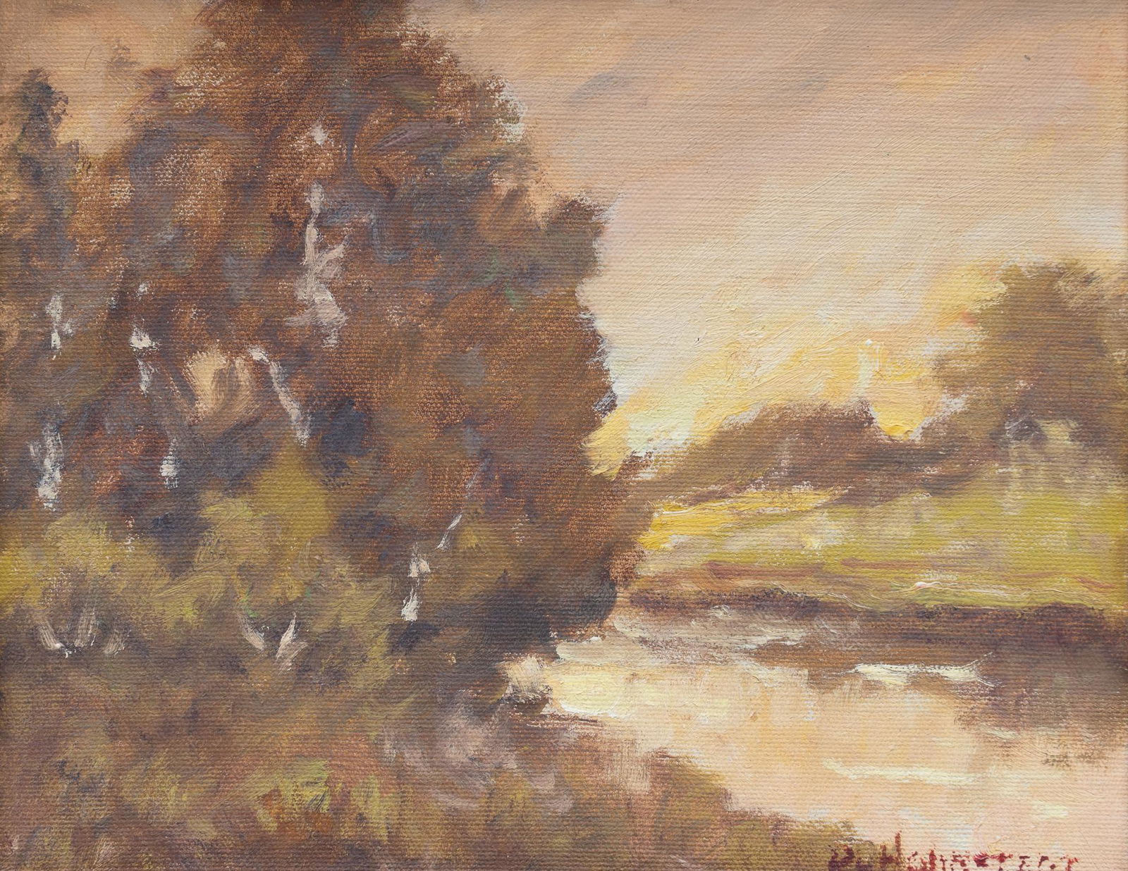 Peter Lanz Hohnstedt, River Scene at Dusk (1 of 4)