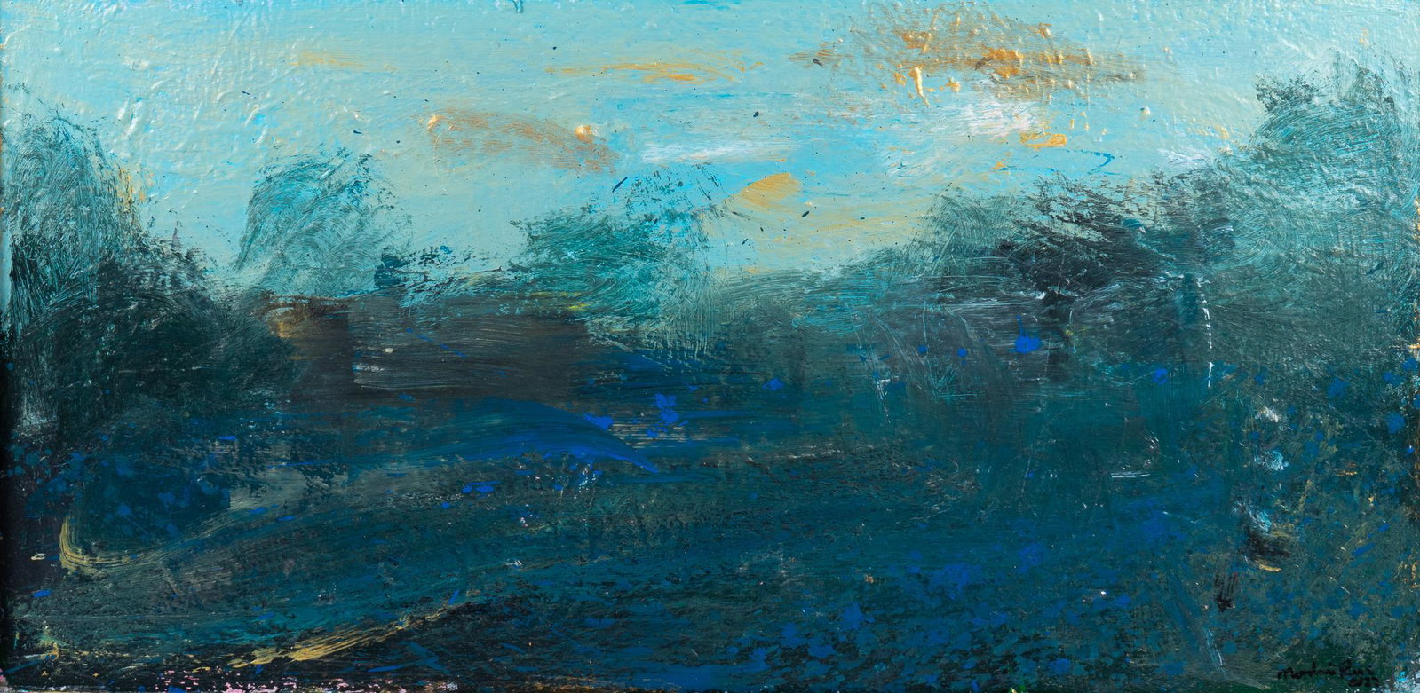 Franco Mondini-Ruiz, "Mondinidonk", 2022: Franco Mondini-Ruiz, "Mondinidonk" (a nod to Julian Onderdonk), 2022, oil on board sight: 18 x 36 in., frame: 23 x 41 in. Provenance: A San Antonio, Texas collection We happily provide seamles