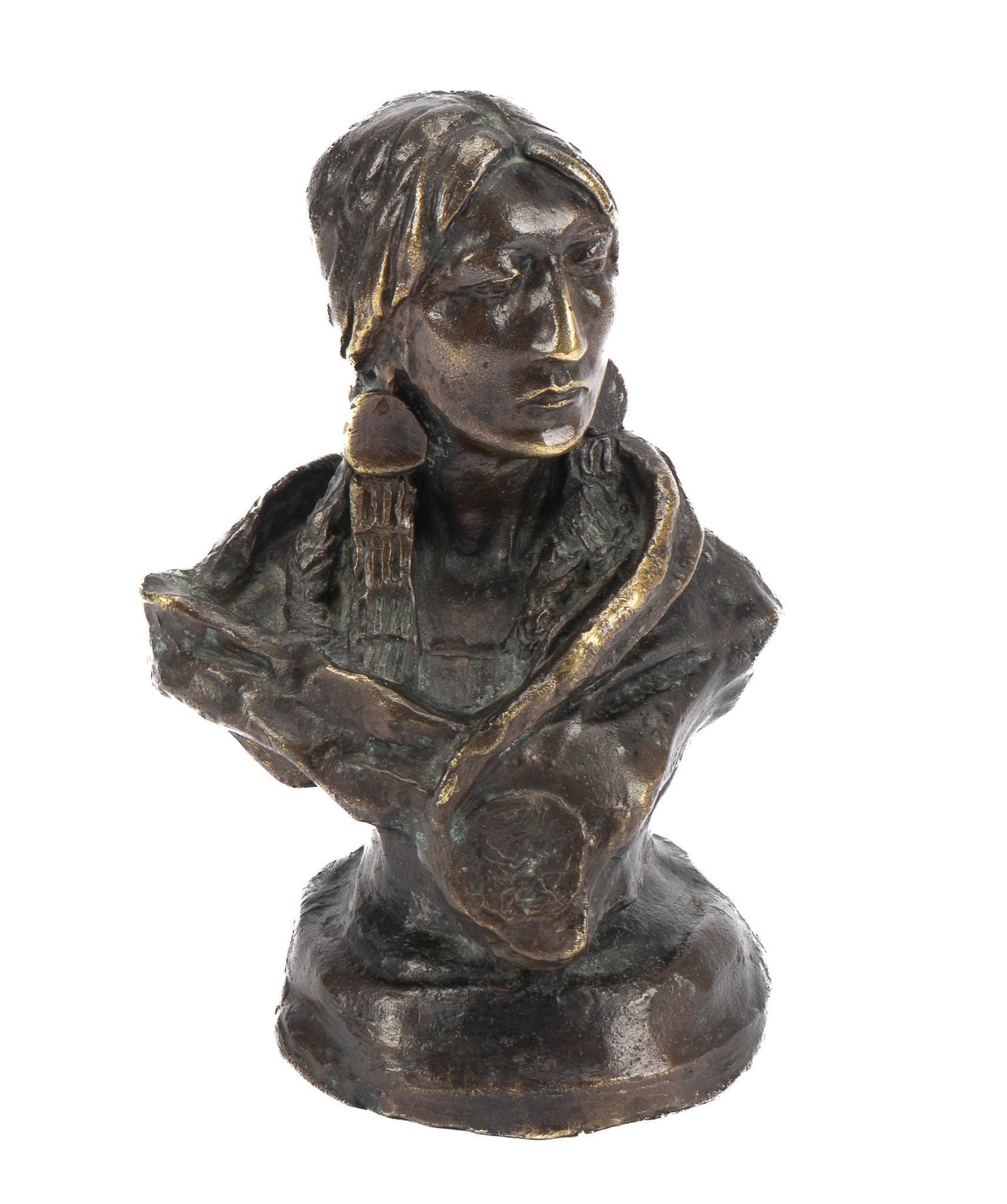 Charles M. Russell, "Piegan Squaw": Charles Marion Russell (1864-1926), "Piegan Squaw", bronze recast with CMR monogram stamped on underside height 7 in. x width 5 in. x depth 3.5 in. Provenance: A San Antonio, Texas collection 