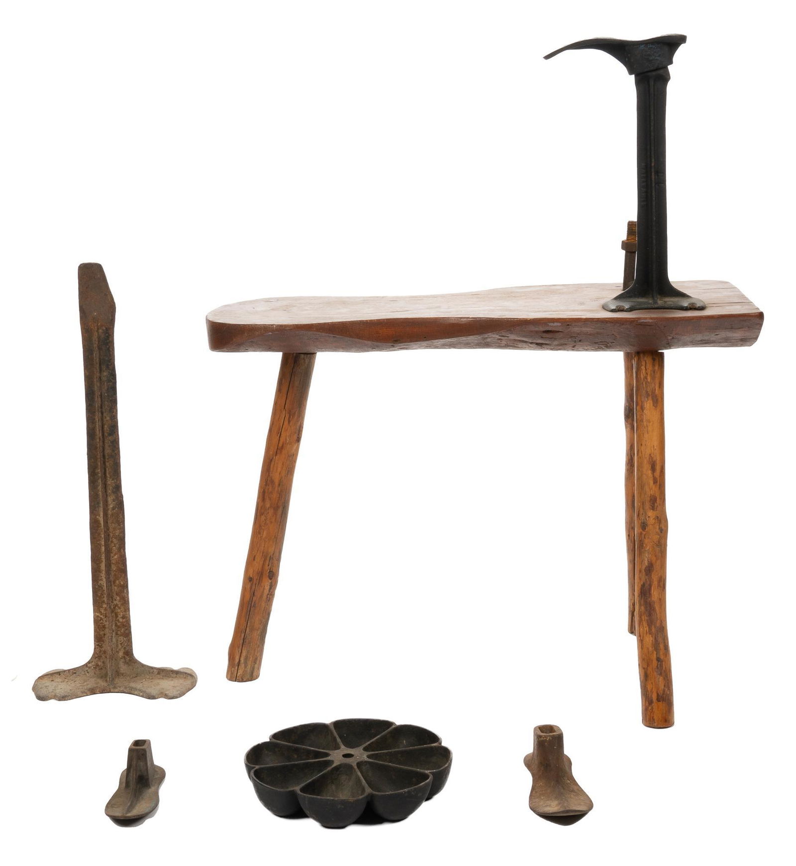 Cobblers Bench with Cast Iron Molds Oct 22, 2022 Vogt Auction Texas