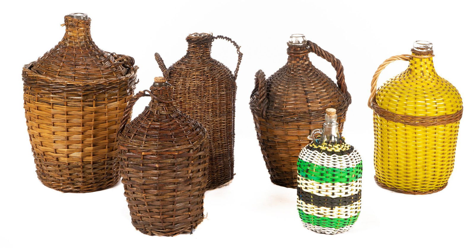 (6) Hand-Blown Glass Carboys in Wicker Baskets (1 of 6)