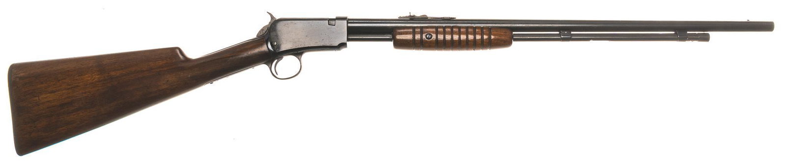Winchester Model 62 .22LR Slide-Action Rifle: Serial: 84442A Manufacturer: Winchester (c. 1939) Model: 62 Caliber: .22LR Barrel length: 21.75" OAL: 38" Condition: Good; wood stock has light handling marks; barrel & receiver have light