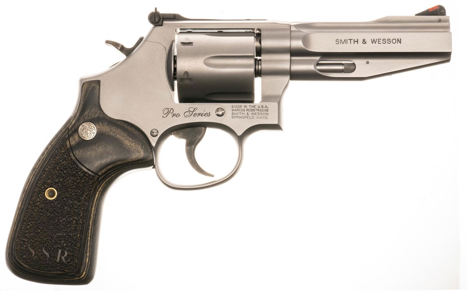 Smith & Wesson Model 686-6 SSR Pro Series .357MAG Revolver: Serial: CZL5822 Manufacturer: Smith & Wesson Model: 686-6 SSR Pro Series Caliber: .357MAG Barrel length: 4.125" OAL: 9" Condition: Very Good; wood grips have very light handling marks; bar