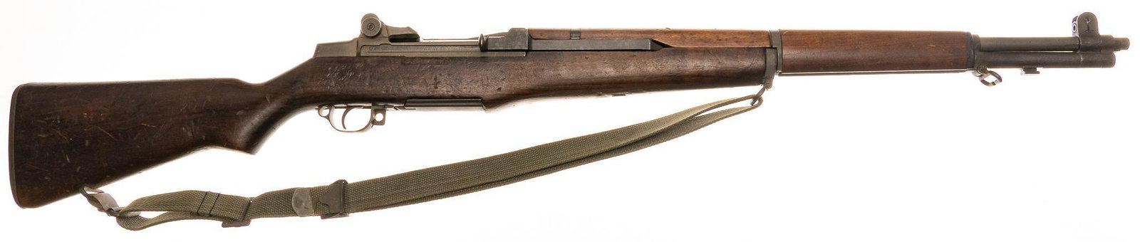 Korean War Era Springfield M1 Garand .30-06SPRG Semi-Auto Rifle: Serial: 1127545 Manufacturer: Springfield Armory Model: M1 Garand Caliber: .30-06SPRG Barrel length: 24" OAL: 45" Condition: Good; stock has moderate handling marks; barrel & gas cylinder 