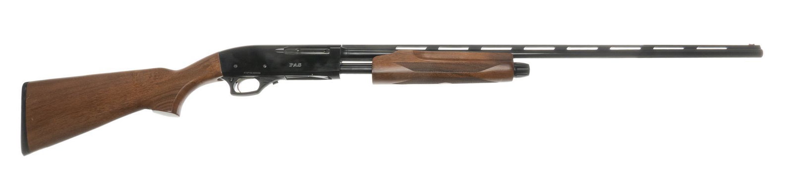 Hatfield Model PAS .410 Bore Pump-Action Shotgun: Serial: 410P18-000058 Manufacturer: Hatfield Arms Co., Turkey Model: PAS Caliber: .410 bore (3" chamber) Barrel length: 28" OAL: 48.25" Condition: Very good; wood stock has light handling 