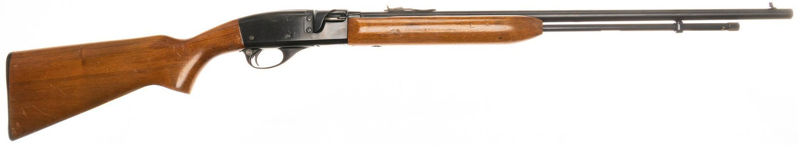Remington Model 552 Speedmaster .22LR Semi-Auto Rifle: Serial: NSN Manufacturer: Remington Arms Co. Inc. (c. 1965) Model: 552 Speedmaster Caliber: .22LR Barrel length: 23" OAL: 42.25" Condition: Fair; wood stock has handling marks & wear throu