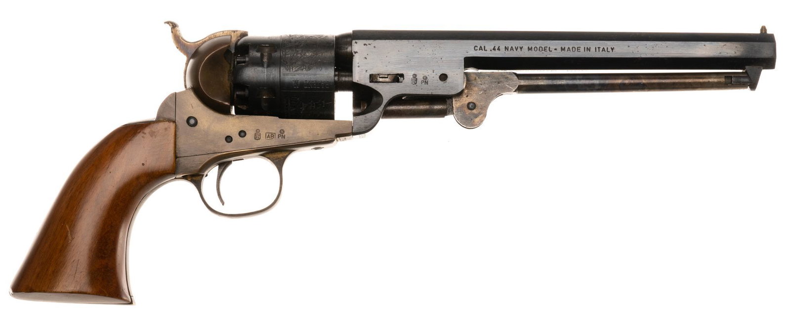 Pietta Model 1861 Navy .44Cal. Percussion Revolver: Serial: 27299 Manufacturer: F.LLI Pietta, Italy / COM Gardon, VT Model: Colt Model 1861 Navy Caliber: .44Cal. Barrel length: 7.5" OAL: 13.5" Condition: Fair; wood grips have light handling mar