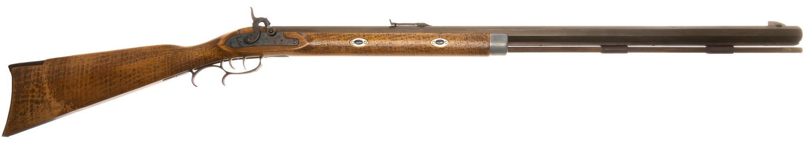 CVA Plainsman .58Cal. Percussion Rifle: Serial: 0012556 Manufacturer: Connecticut Valley Arms Model: Plains Rifle Caliber: .58Cal. Barrel length: 31" OAL: 48" Condition: Good; wood stock has light handling marks; barrel has light ha