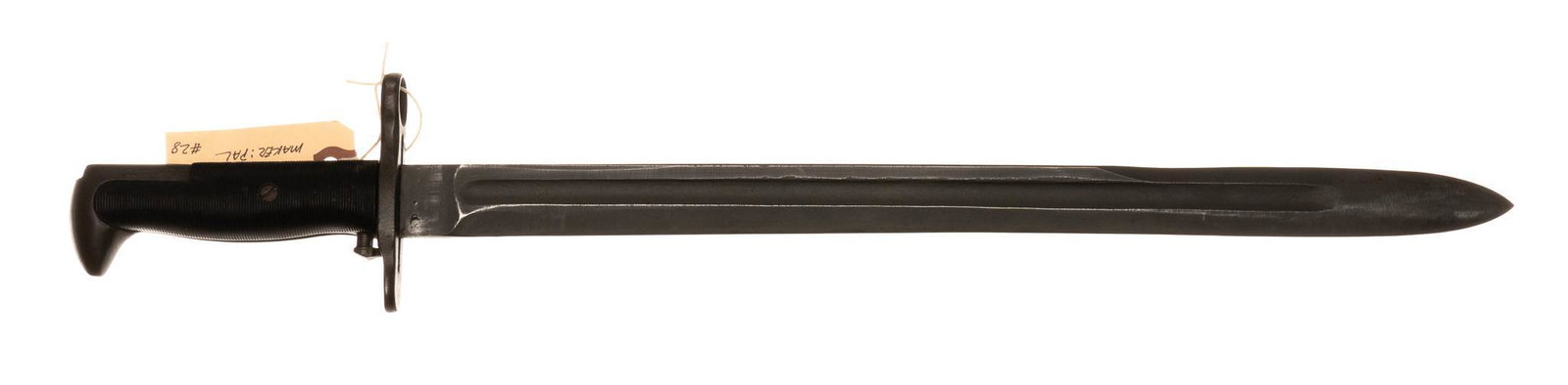 WWII US Model 1905 /42 Long M1 Bayonet W/ Scabbard: Includes: US Model 1905 WWII era bayonet w/ scabbard Marked: "PAL / U. Flaming Bomb S. / 1943" on left side of blade Blade length: 16" Overall length: 22" Condition: Very good-excellen