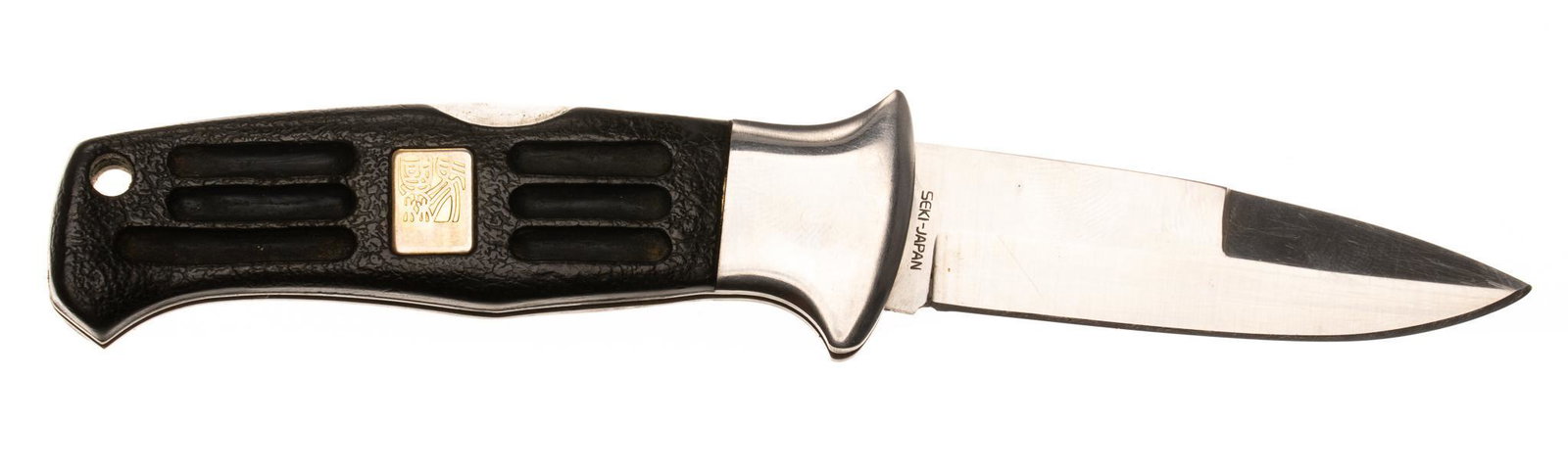 Vintage Al Mar Attack Pocket Knife W/ Sheath: Includes: Al Mar sheath Marked: Seki-Japan Blade Length: 2.75" long Overall Length: 6.625" long Condition: Good; used condition w/ light wear & handling Provenance: The Estate of Tom Benso