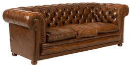 Brown Leather Chesterfield Sofa