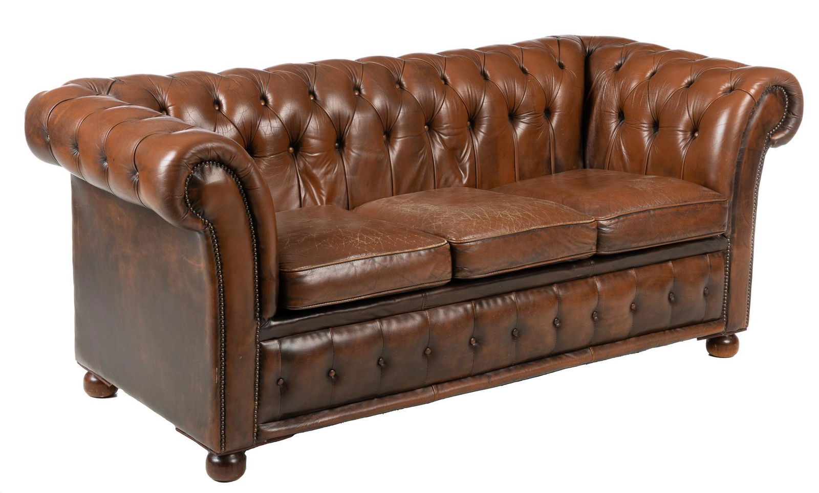 Brown Leather Chesterfield Sofa (1 of 4)