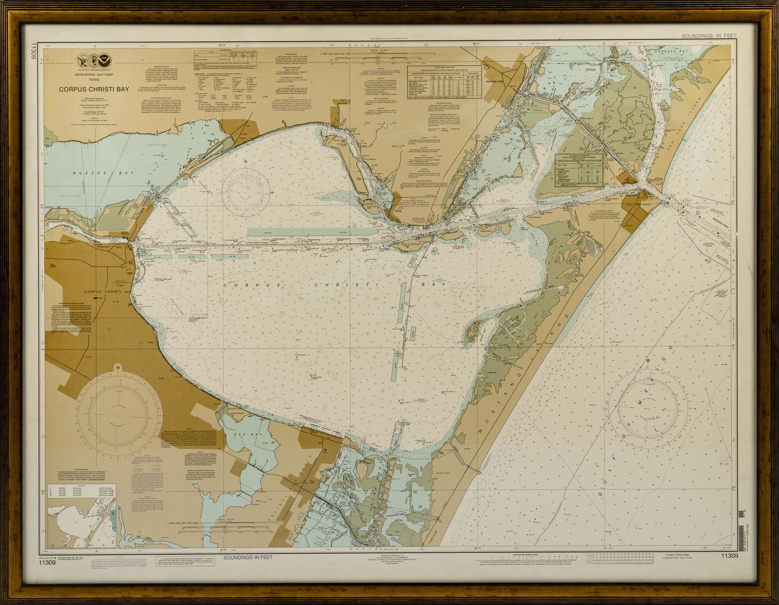 Framed Corpus Christi Bay Nautical Chart (1 of 7)