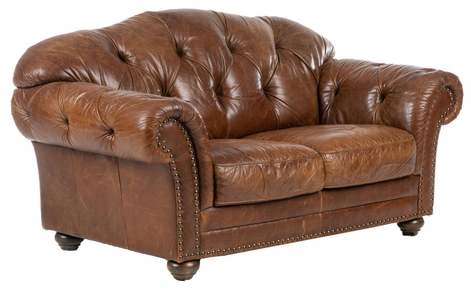 Tufted Leather Love Seat (1 of 4)