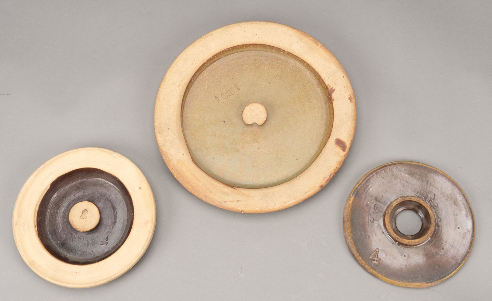 Lot of (3) Early Ceramic Lids (1 of 3)