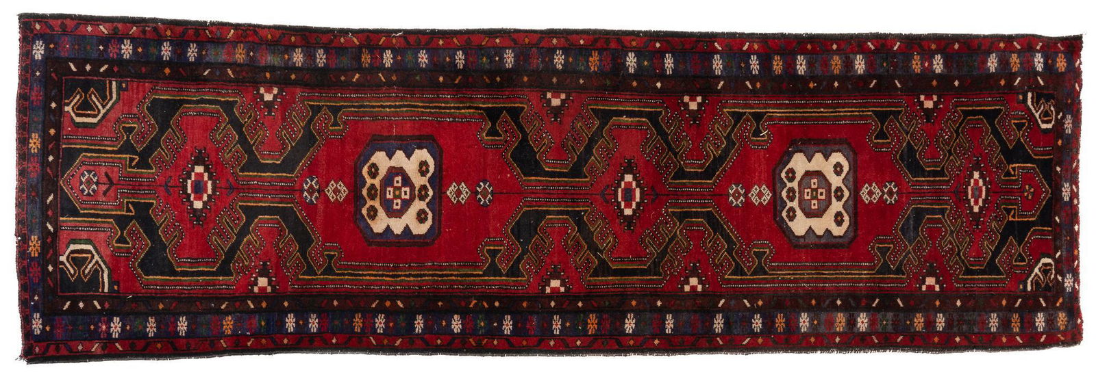 Hand-Made Khamseh Style Rug Runner, 3'6" x 11'5" (1 of 3)
