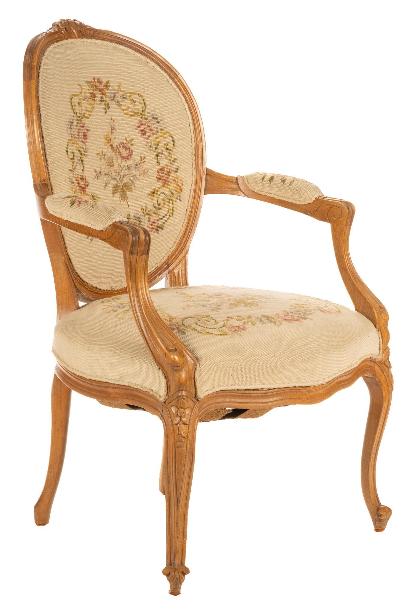 Louis XV Style Balloon Back Armchair (1 of 4)