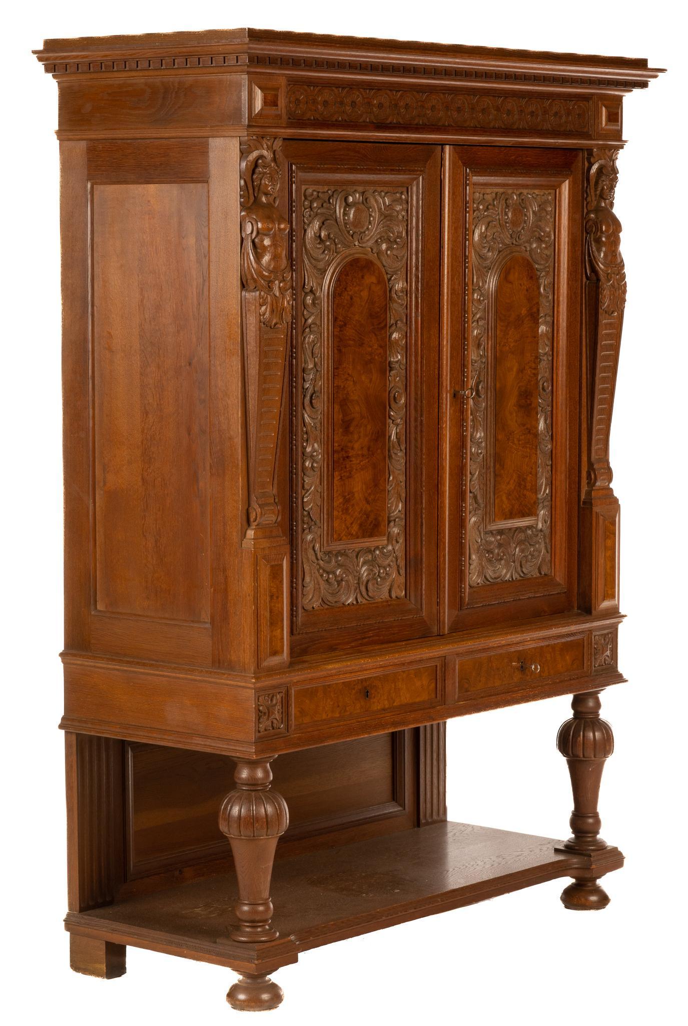 Renaissance Style Raised Buffet Cabinet (1 of 5)