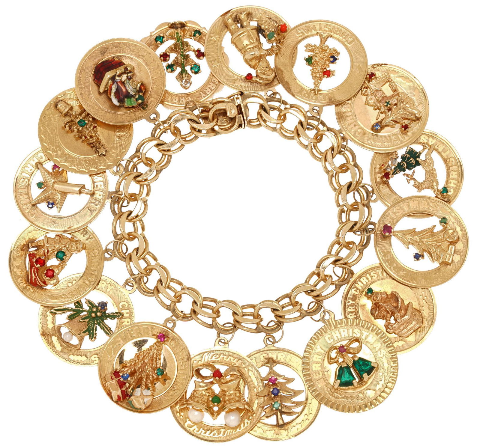 Vintage 14k Gold Christmas Theme Charm Bracelet (1 of 3)