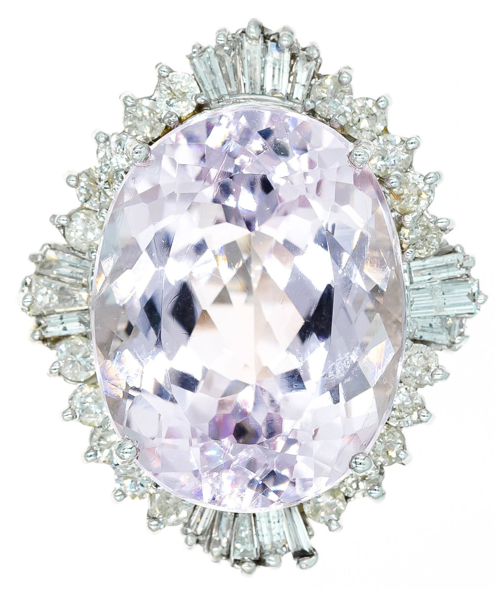 32 ct Kunzite Diamond Halo 18k Gold Ring (1 of 4)