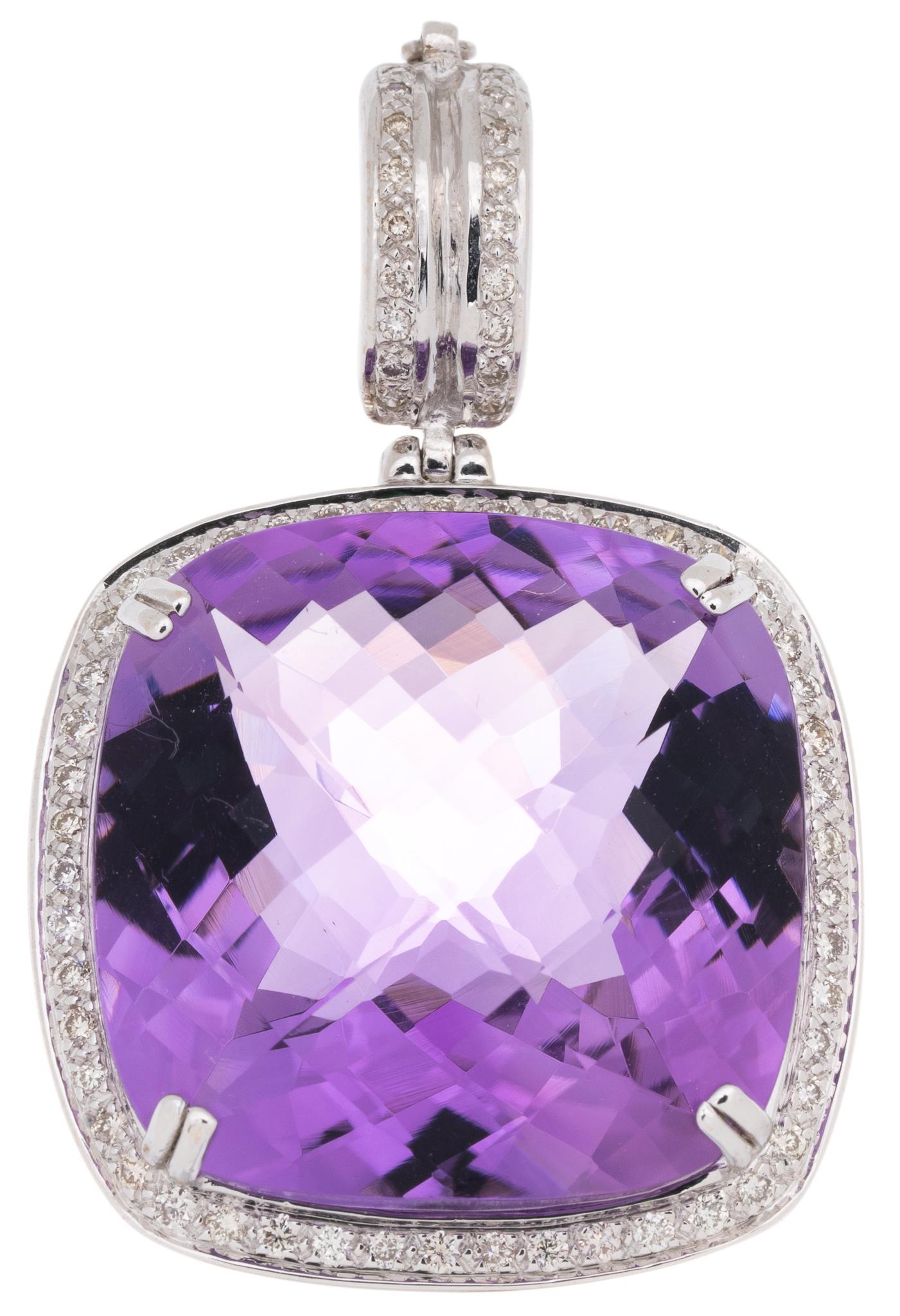 Amethyst Diamond Halo 18k Gold Pendant (1 of 3)