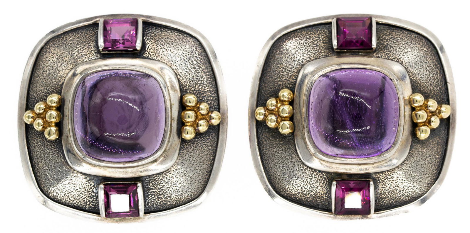 David Yurman Sterling Silver Amethyst Clip Earrings (1 of 4)