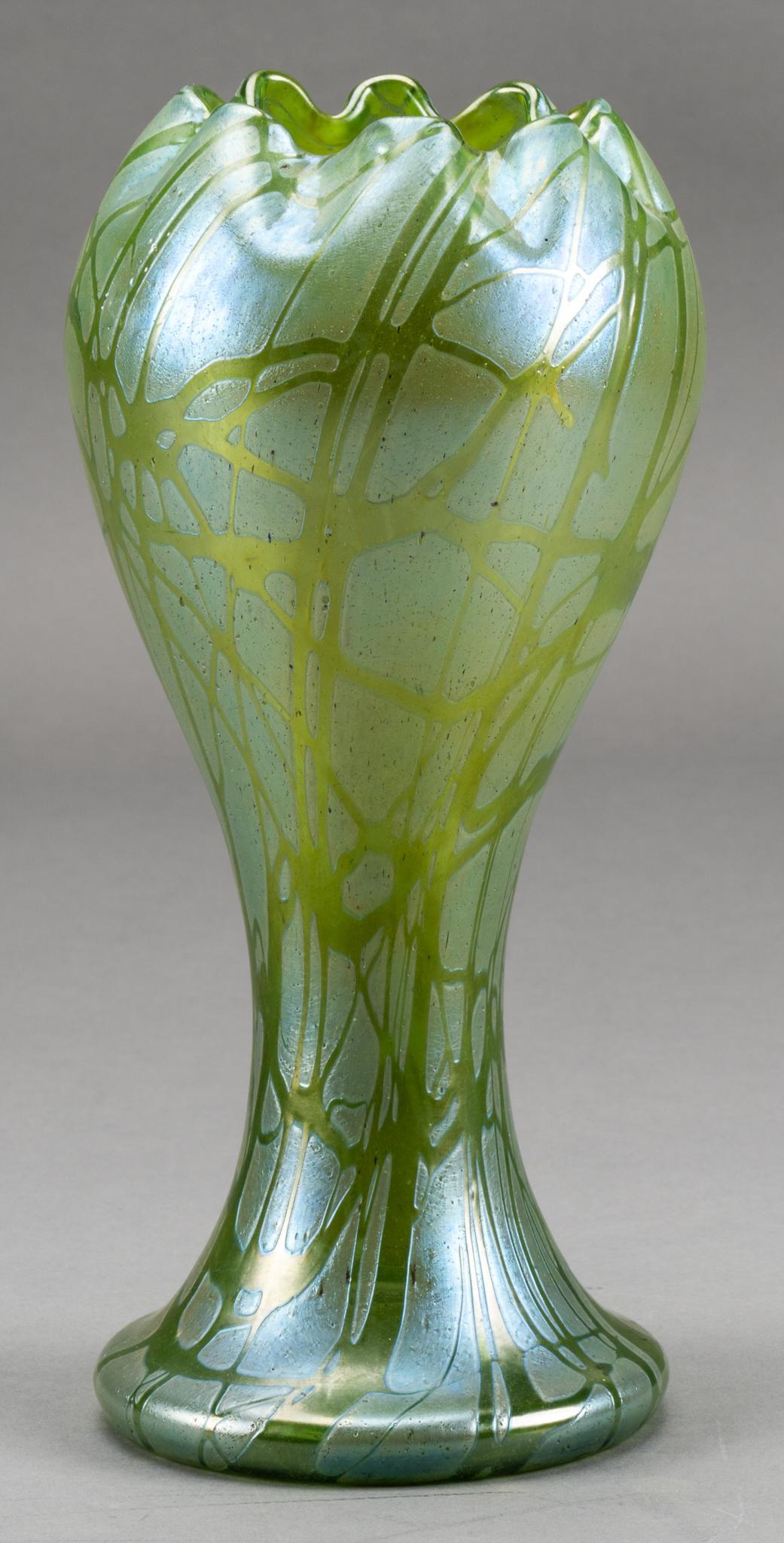 Antique Bohemian Art Glass Iridescent Vase (1 of 4)