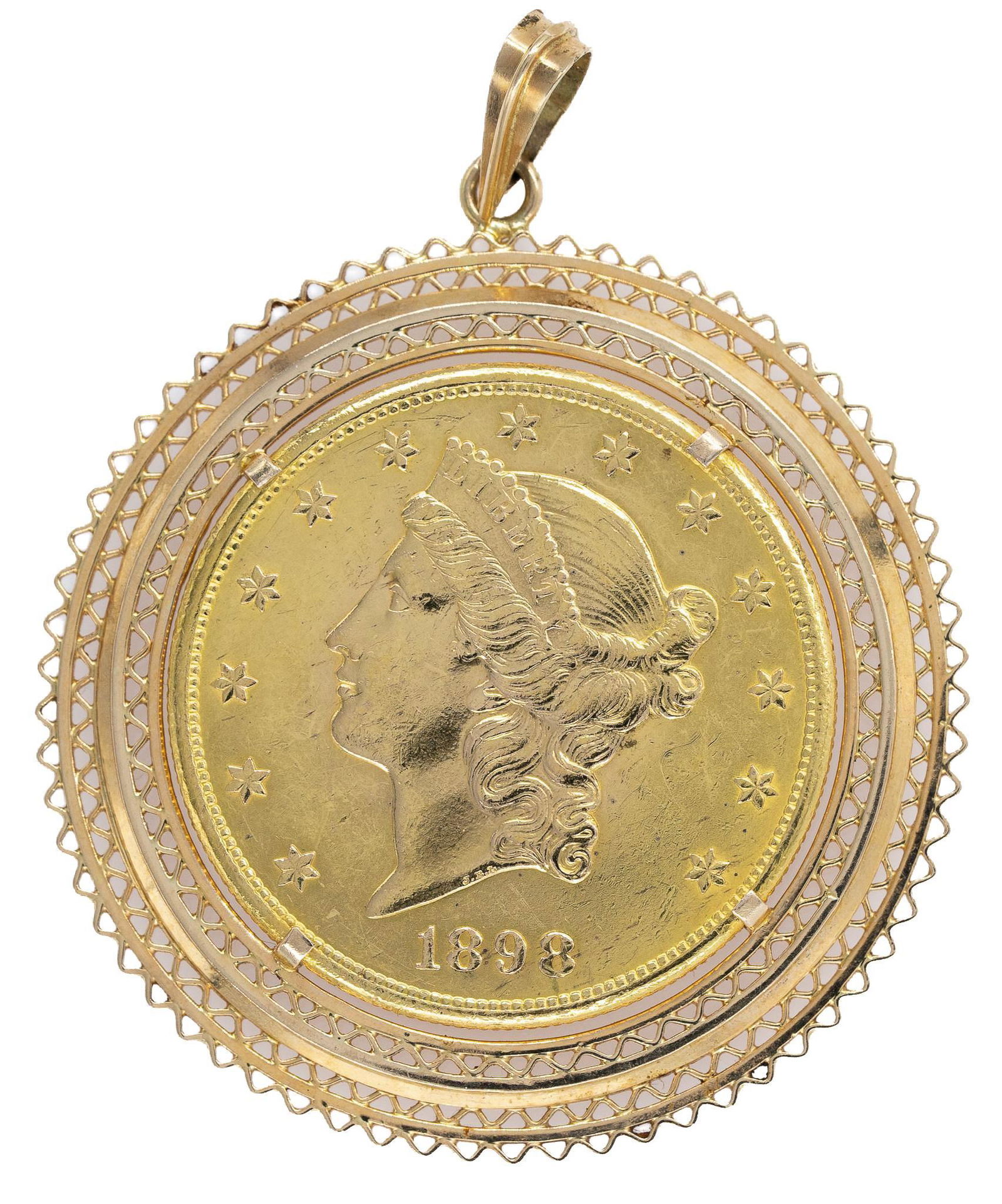 1898 US Liberty Head $20 Gold Coin Pendant (1 of 2)