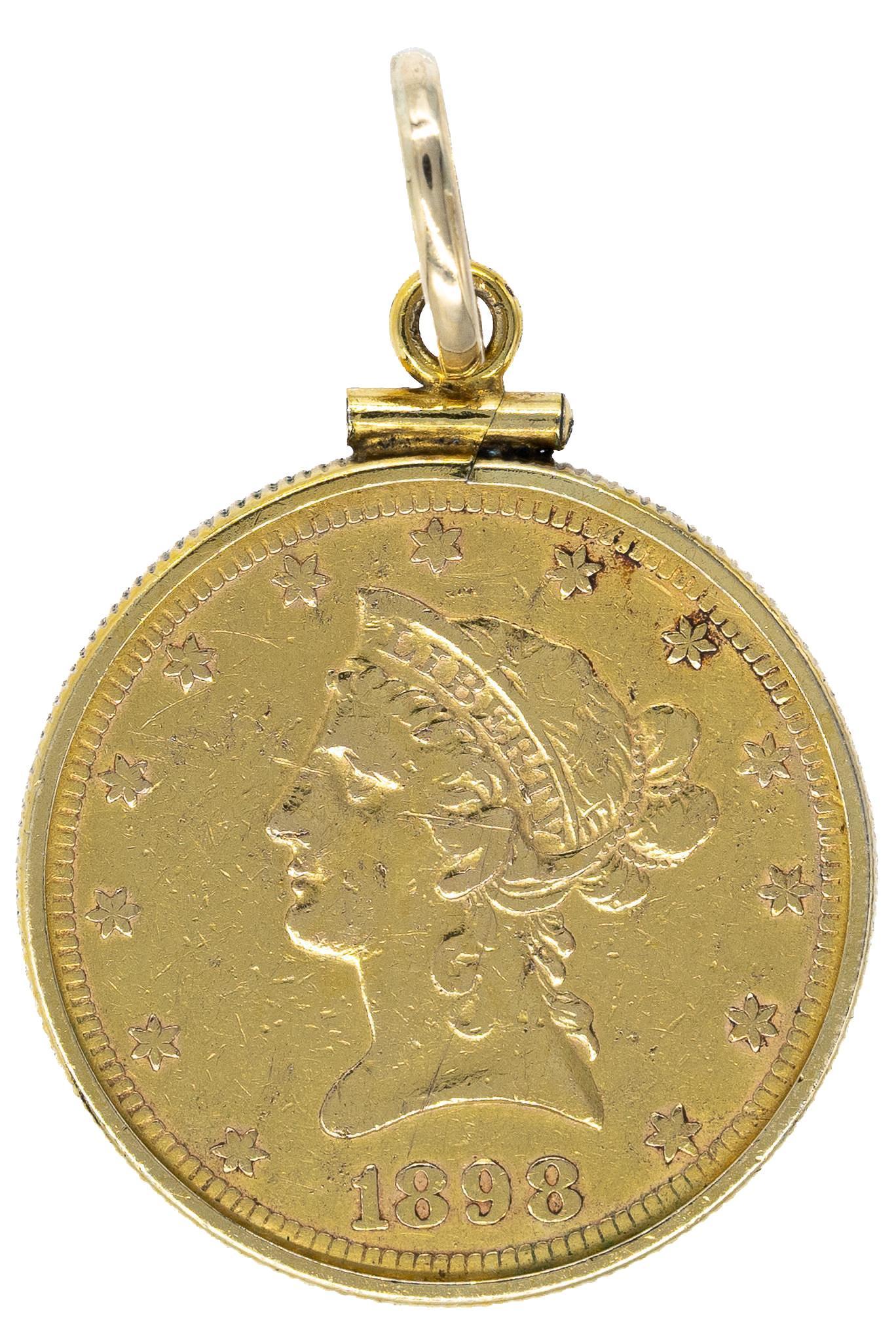 1898 US Liberty Head $10 Gold Coin Pendant (1 of 2)