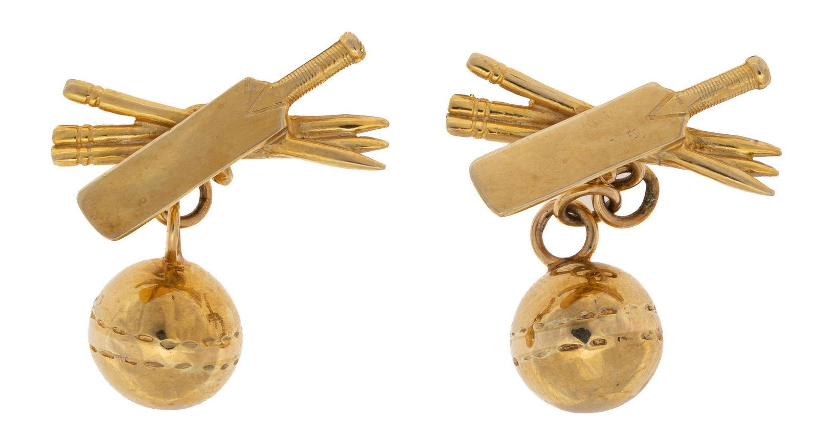 Antique English 10kt Gold Cricket Sporting Cufflinks (1 of 2)