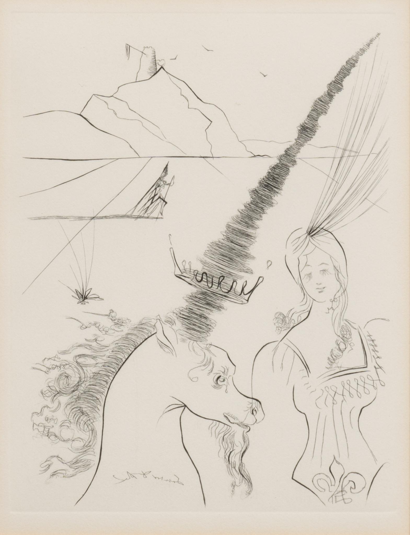 Salvador Dali, "Lady & Unicorn", Etching (1 of 6)
