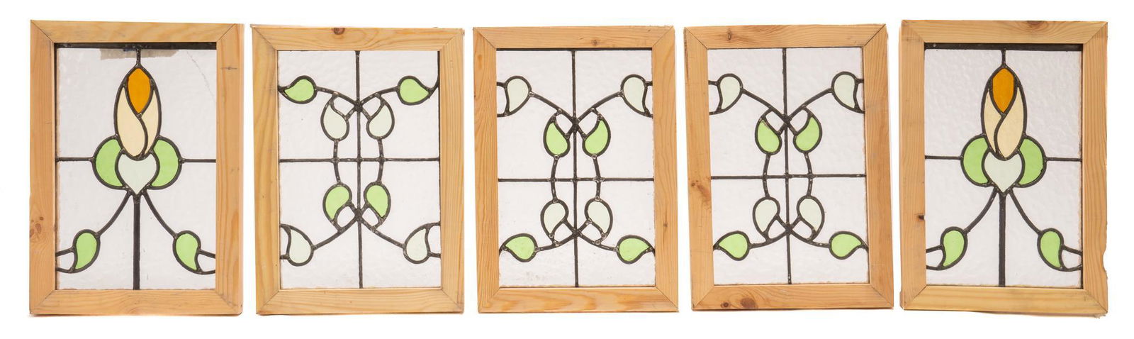 Set of (4) Stained Glass Panels, Yellow Jessamine (1 of 4)