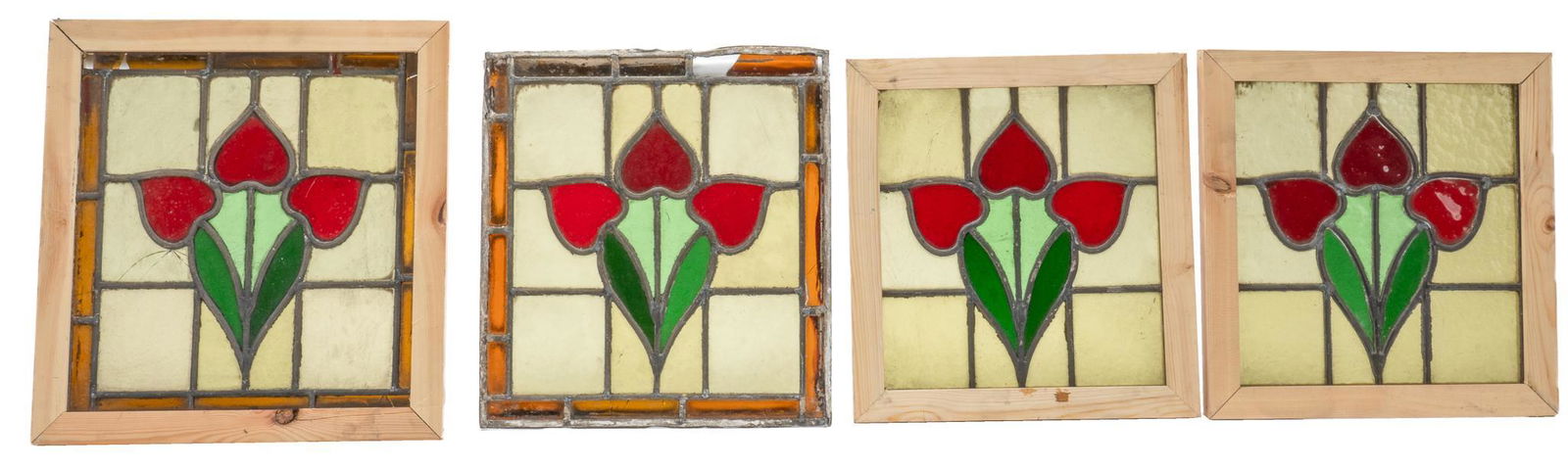 Set of (4) Stained Glass Panels, Tulip Motif (1 of 6)
