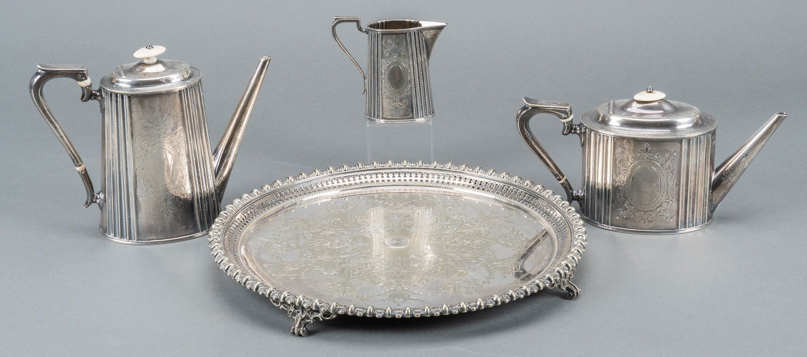 Antique English Sterling Silver Tea Set (0258) on Jan 01, 2023 Vogt Auction Texas in TX