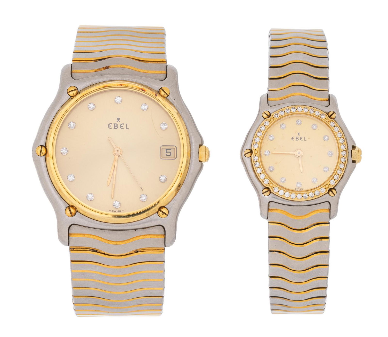 Ebel 18k Gold Stainless Classic Wave Wristwatches (1 of 4)