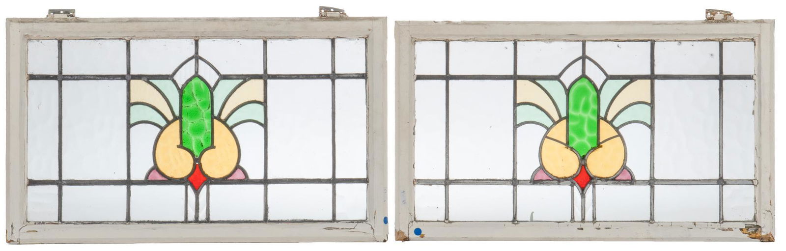 Pair of Stained Glass Panels, Floral Motif (1 of 3)