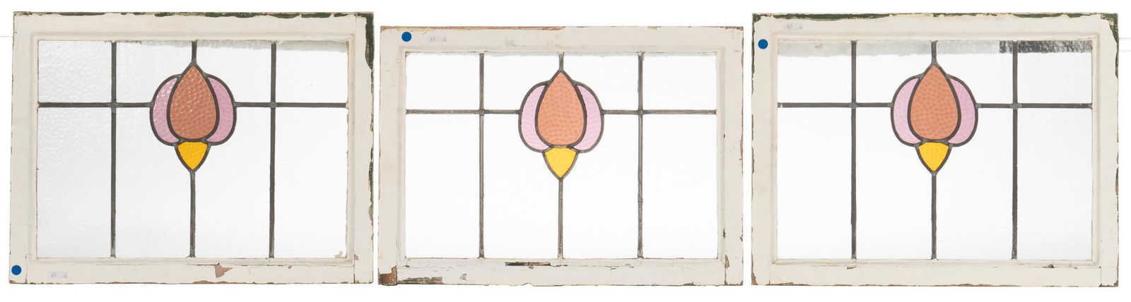 Set of (3) Stained Glass Panels, Lily Motif (1 of 3)