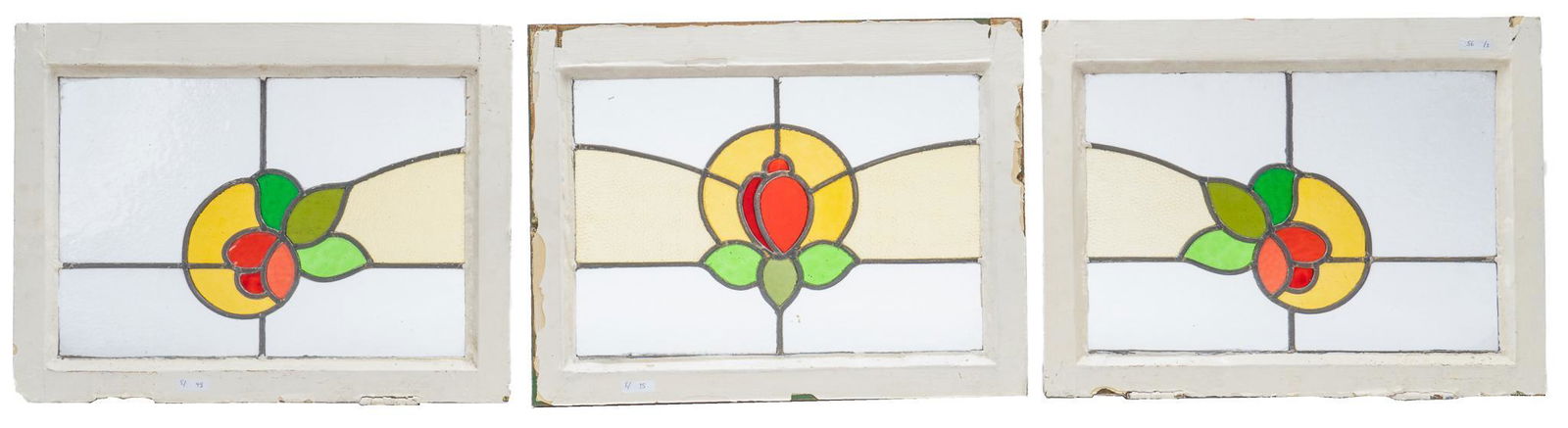 Set of (3) Stained Glass Panels, Rosebud Motif (1 of 5)