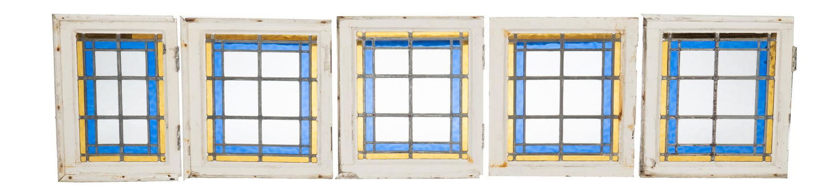 Set of (5) Stained Glass Panels, Geometric Motif (1 of 5)