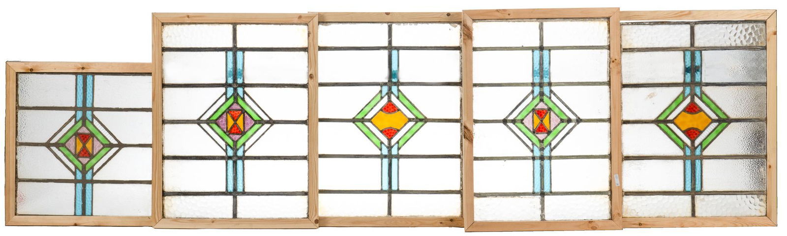 (5) Stained Glass Panels, Geometric Motif (1 of 4)