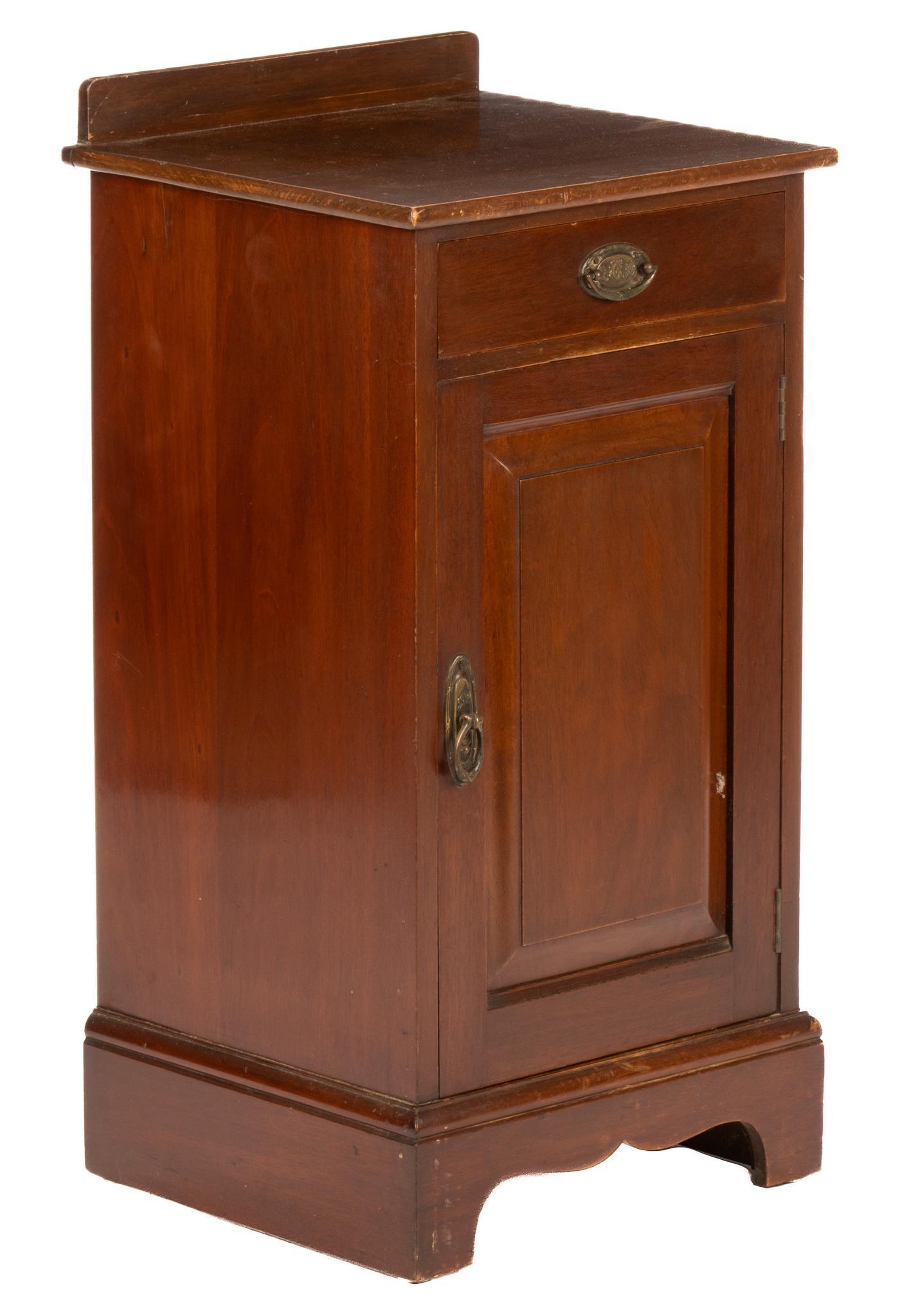 Louis Philippe Nightstand: Louis Philippe nightstand, with raised backsplash, above single drawer, cabinet door opening to single shelf height 30.5 in. x width 15 in. x depth 14 in. We happily provide seamless shipping services