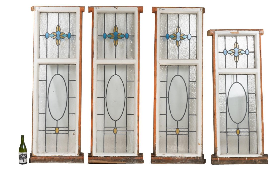 Set of (4) Stained Glass Panels, Arts and Crafts Motif (1 of 3)