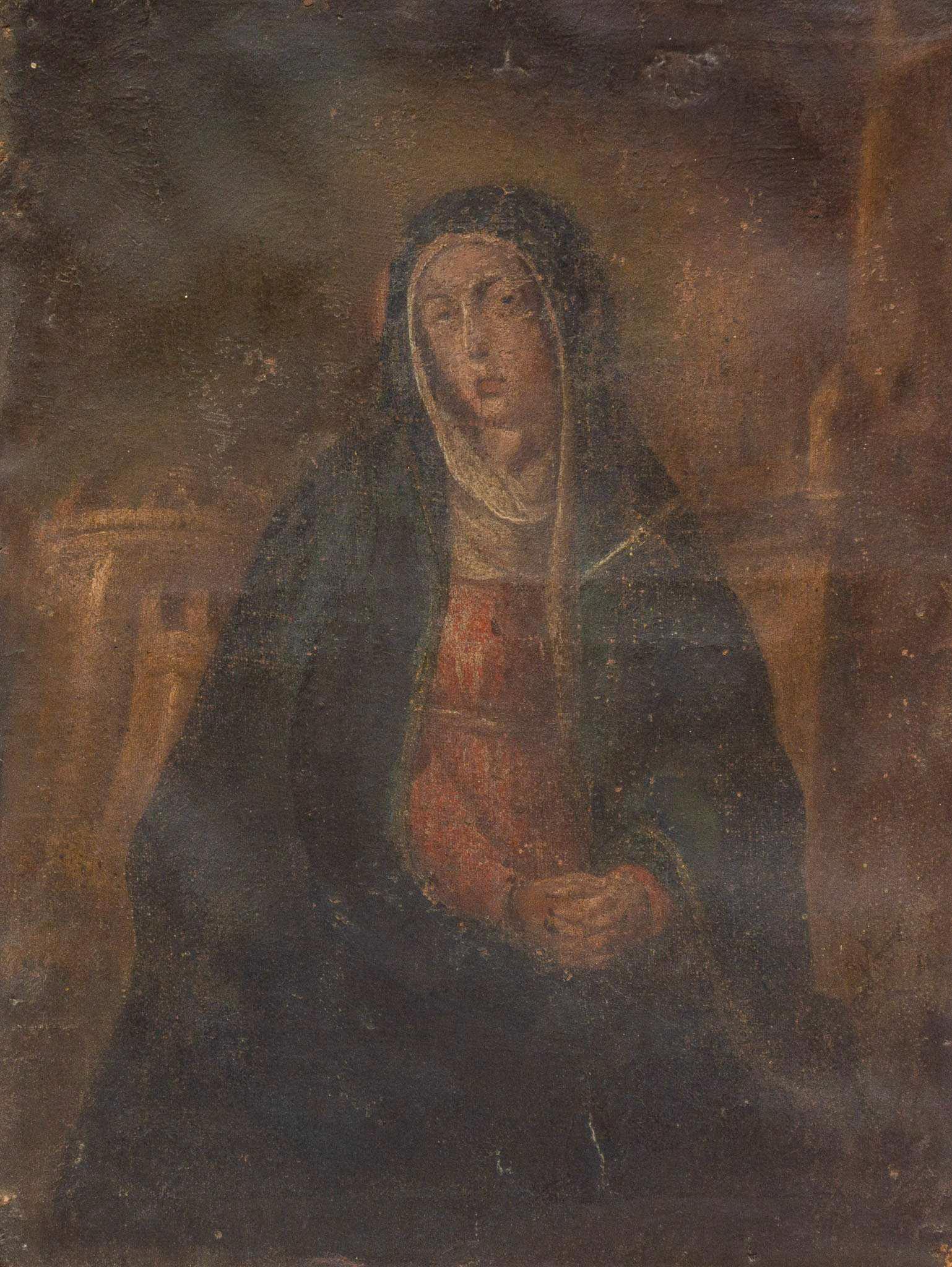 20th C. Mexican Folk Art Retablo, Holy Mother (1 of 4)