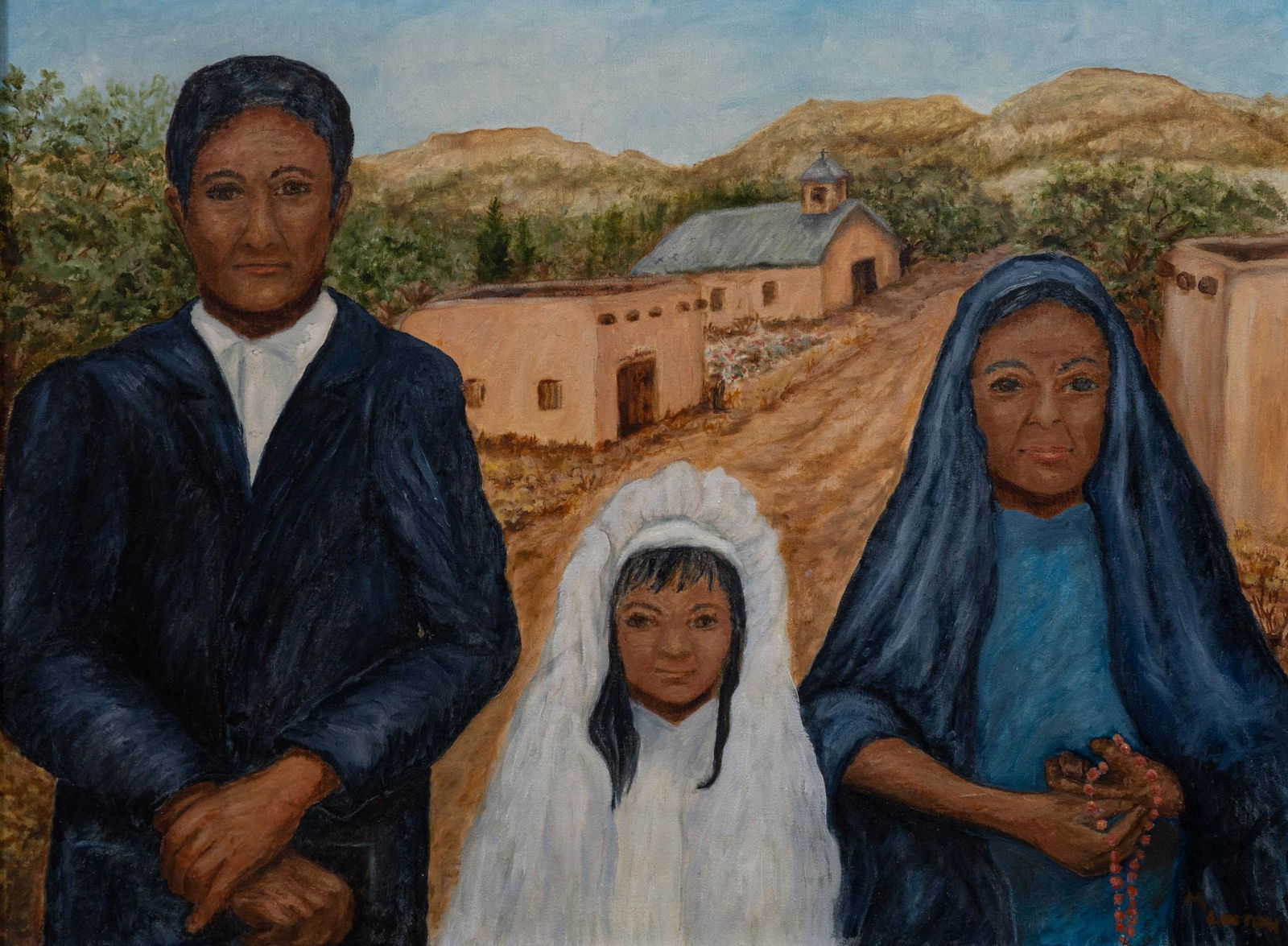 First Communion Naive Portrait, Oil on Canvas (1 of 4)