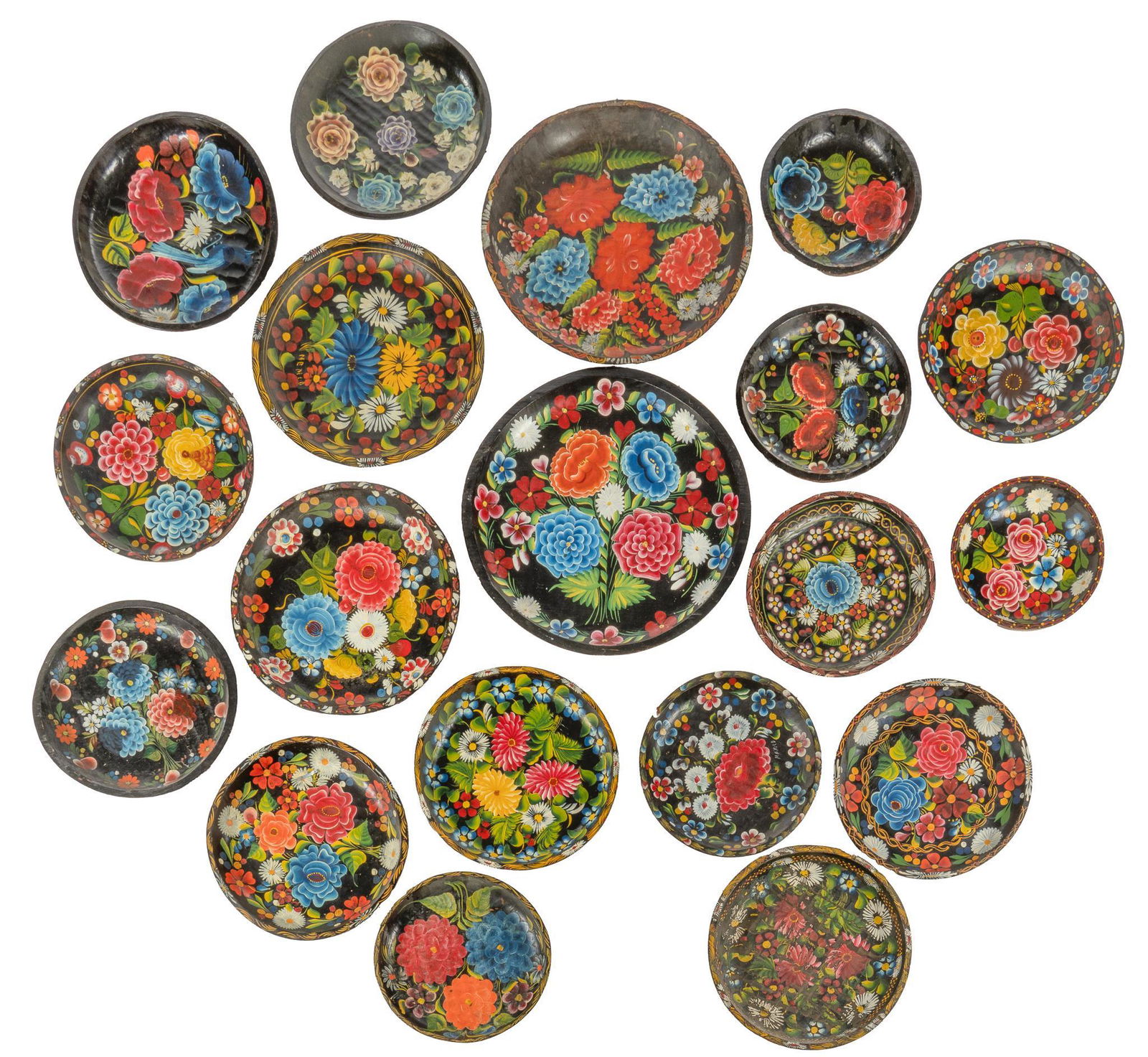 Large Collection of (19) Mexican Batea Trays (1 of 3)